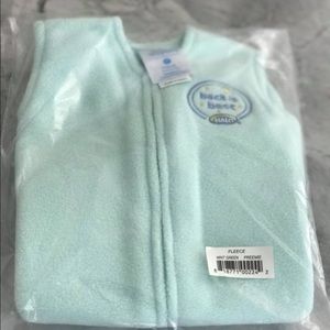 New premie Halo sleep sack, arms out in mint green